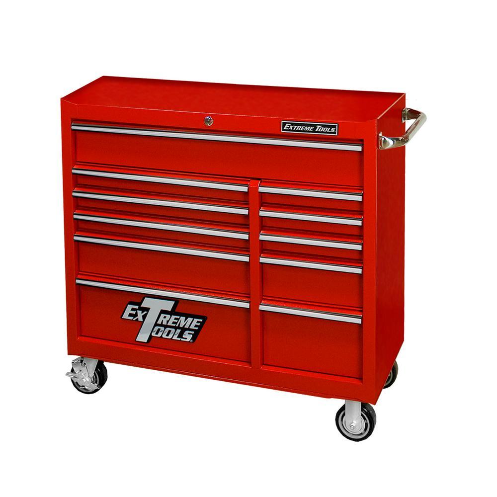 41 in. x 24 in. D 11-Drawer Roller Cabinet Tool Chest in Red