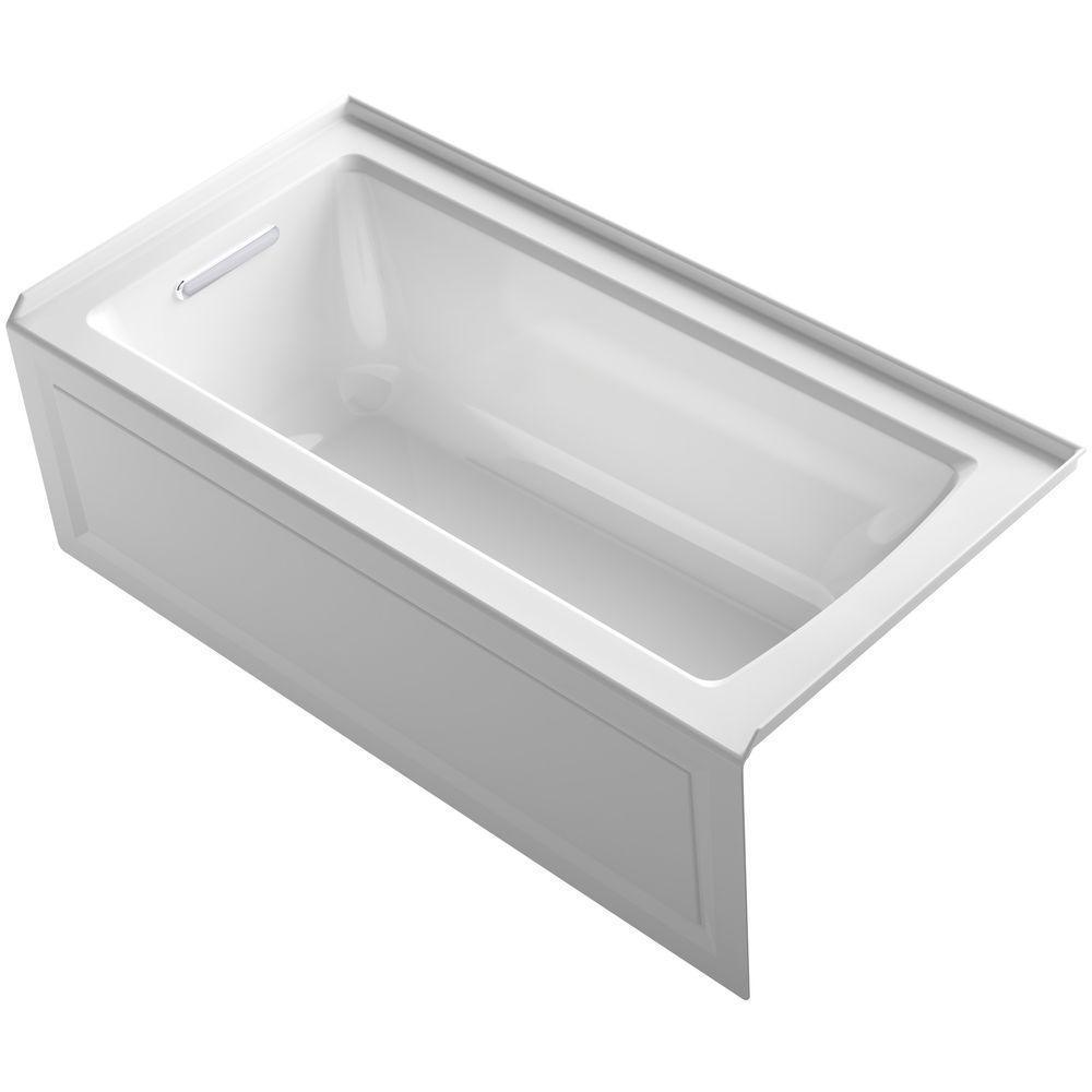 Archer 60 in. Left-Hand Drain Rectangular Alcove Bathtub in White