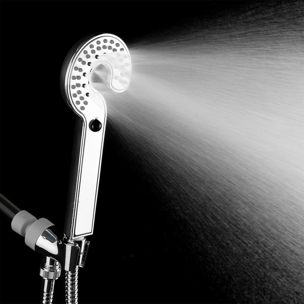 2-Spray 3.5 in. Single Wall Mount Handheld Adjustable Shower Head in Black