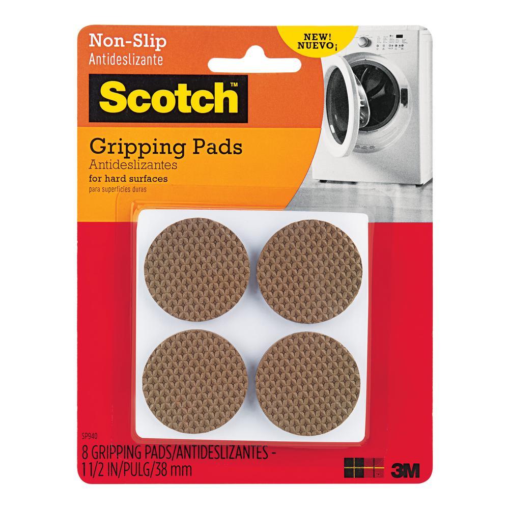 Scotch 1.5 in. Brown Round Hard Surface Gripping Pads (8-Pack)