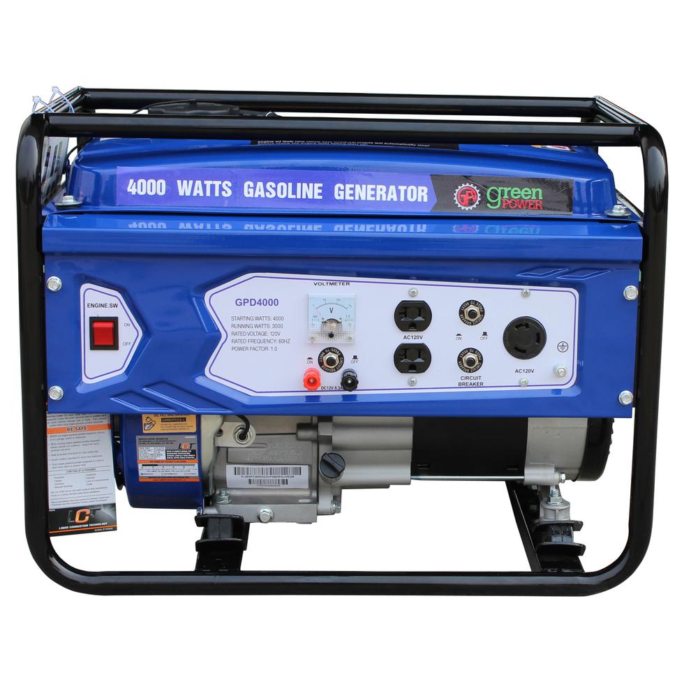 Green-Power Green Power 4000/3000-Watt Gasoline Powered Recoil Start Portable Generator with 208cc 7HP LCT Engine
