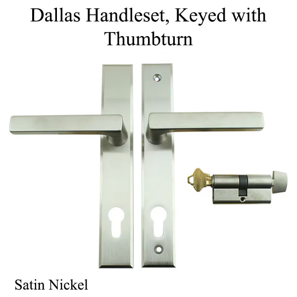 Dallas Contemporary Lever Handle, Keyed Active with Thumbturn, M1643 / 2161N Set - Satin Nickel