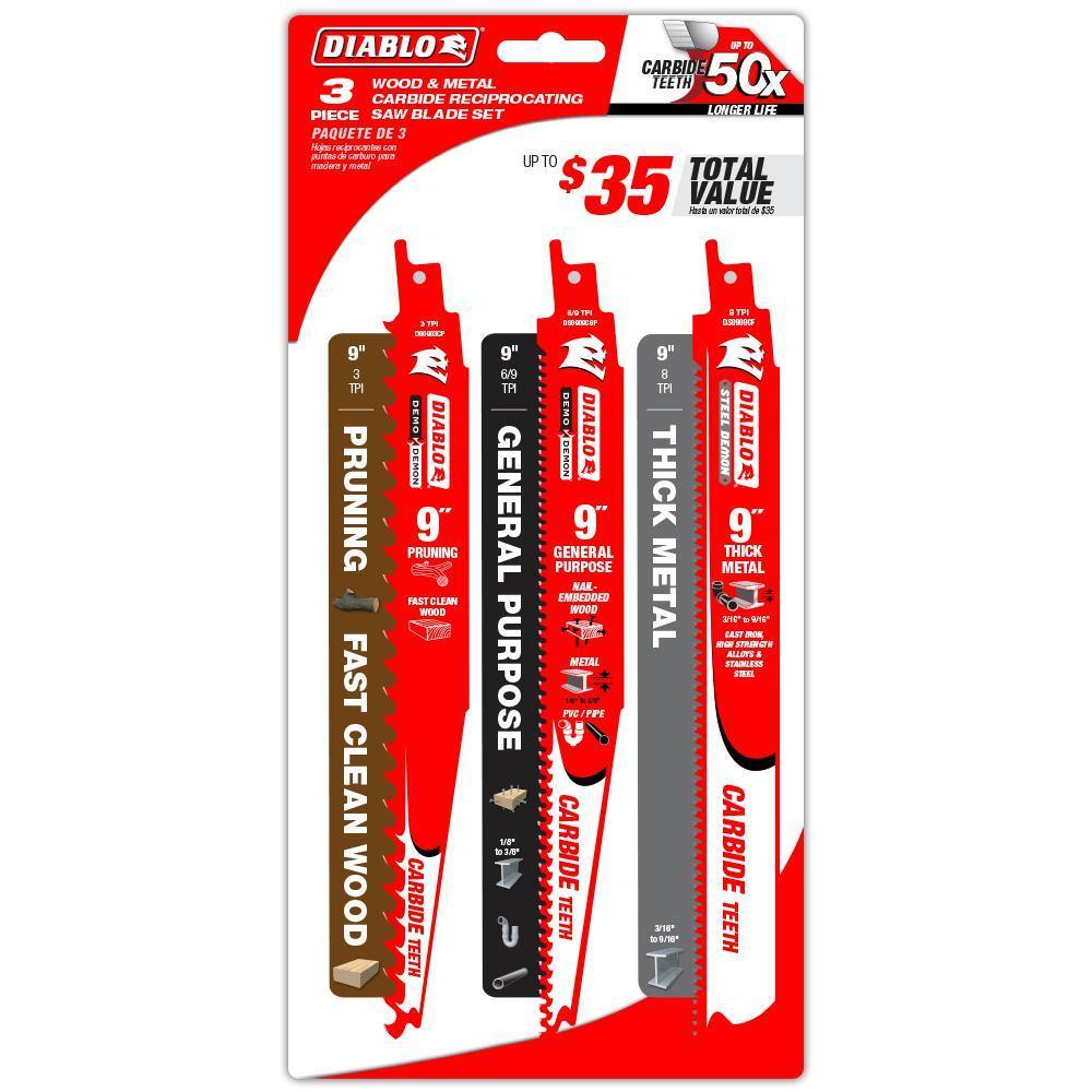 Wood, Metal and General Purpose Carbide Reciprocating Set (3-Piece)