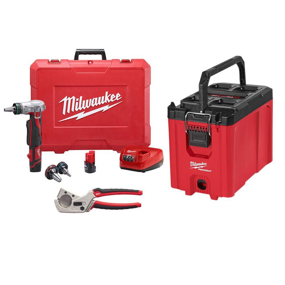 M12 12-Volt Lithium-Ion Cordless ProPEX Expansion Tool Kit W/(2) 1.5Ah Batteries, (3) Expansion Heads & Packout Tool Box