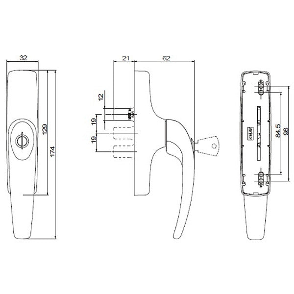 Tilt and Turn Handle Keyed 40-1000K