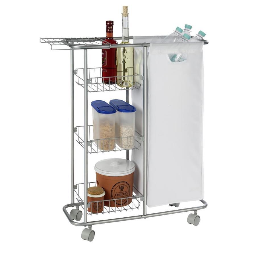 WENKO Gray Metal Base with Steel Top Kitchen Cart (7.9-in x 22.8-in x 31.5-in)