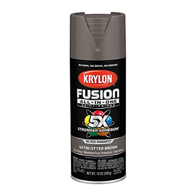 Krylon Fusion K02795007 All-In-1 Spray Paint for In/Outdoor, Satin Otter Brown