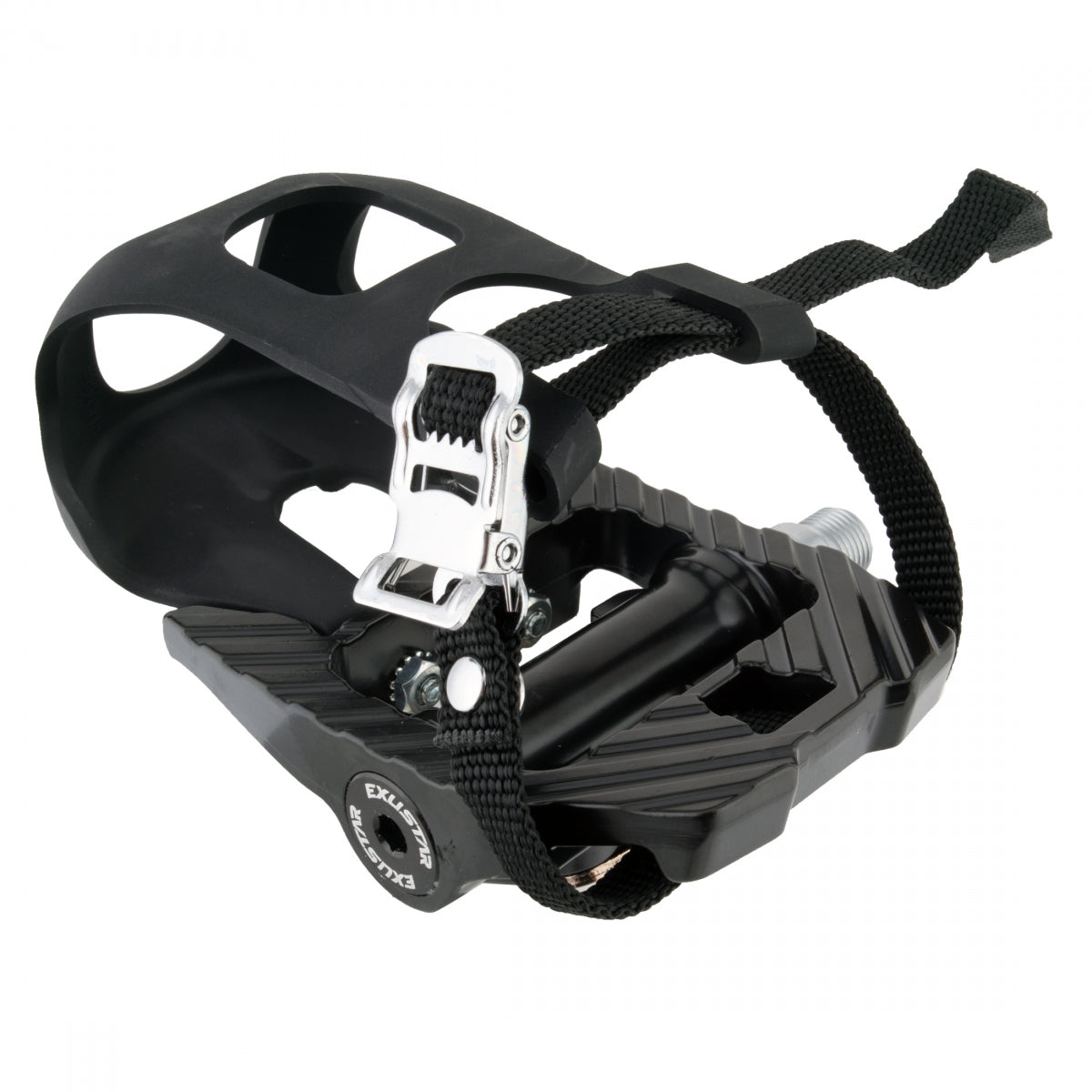 Exustar PS816-C8 Indoor Training Pedals w/ Toe Clips SPD 9/16" Alloy Body Black