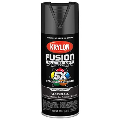Krylon Fusion K02702007 All-In-1 Spray Paint for Indoor/Outdoor Use, Gloss Black