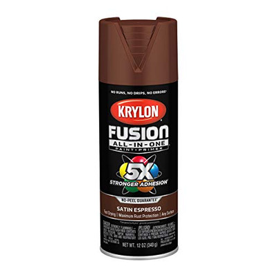 Krylon Fusion K02738007 All-In-1 Spray Paint for In/Outdoor Satin Espresso Brown