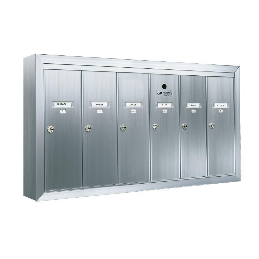 1250 Vertical Series 6-Compartment Aluminum Surface-Mount Mailbox