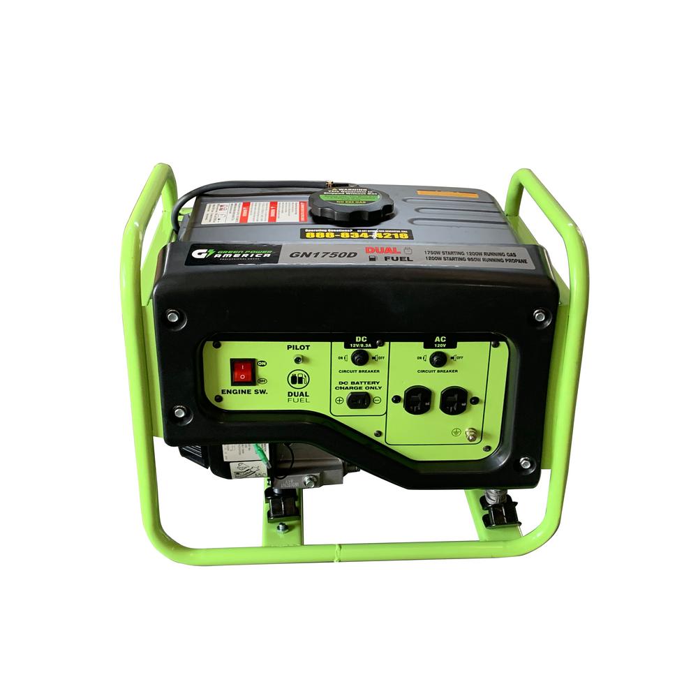 1750-Watt/1200-Watt Dual Fuel Gas/Propane Powered Portable Generator with 98 cc LCT Professional Engine, CARB Compliant