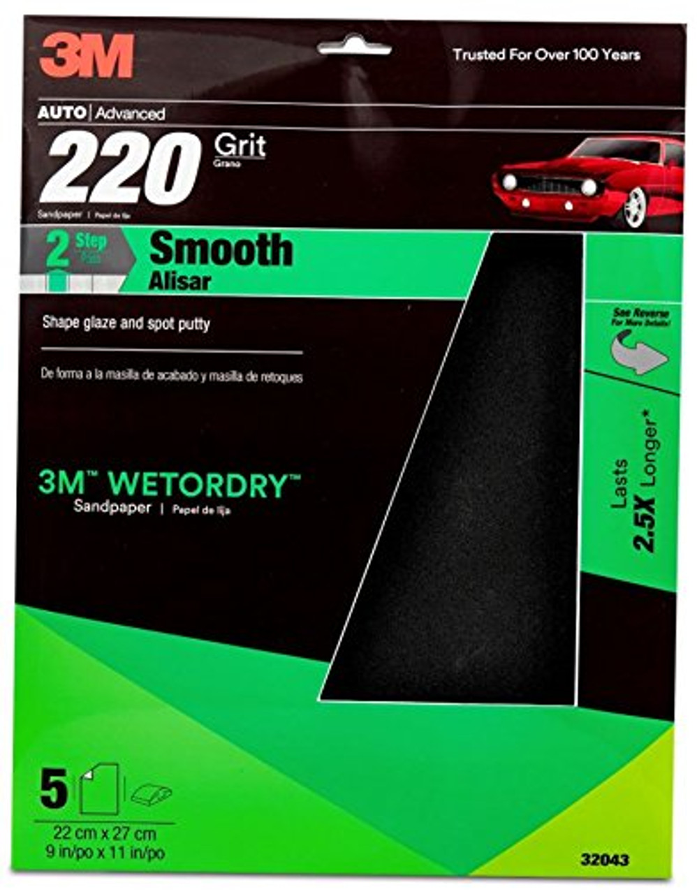 3M 9" X 11" P220+Grit Wetordry Sandpaper (32043) - Image 2