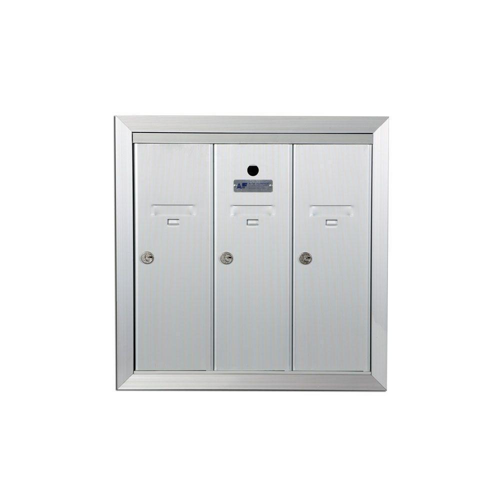 1250 Vertical Series 3-Compartment Aluminum Recess-Mount Mailbox