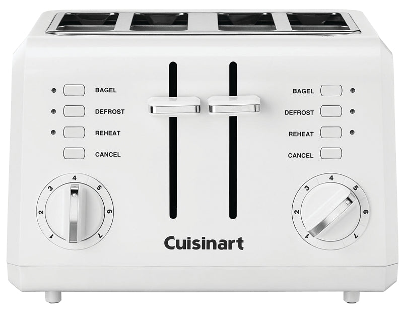 Cuisinart CPT-142C Electric Toaster, 4 Slice/Hr, Manual Control, Plastic, White
