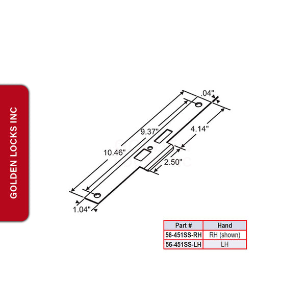 Ashland Right Hand Strike Plate 56-451SS-RH