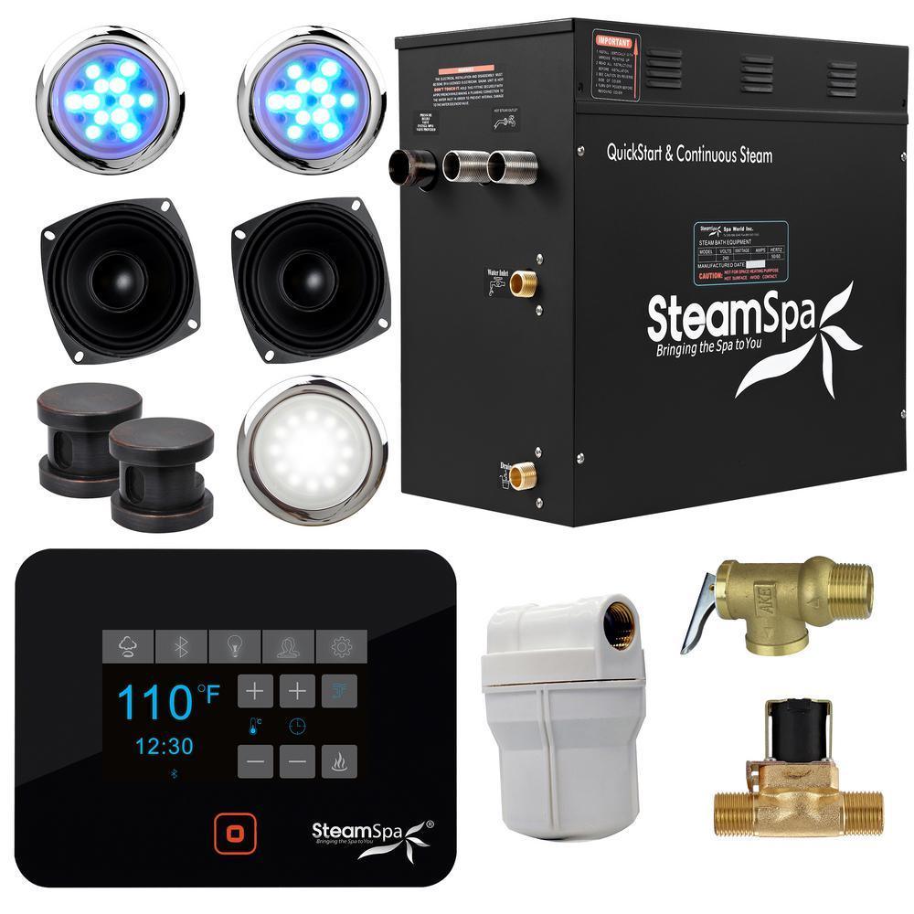 Black Series Bluetooth 12kW QuickStart Steam Bath Generator Package in Oil Rubbed Bronze