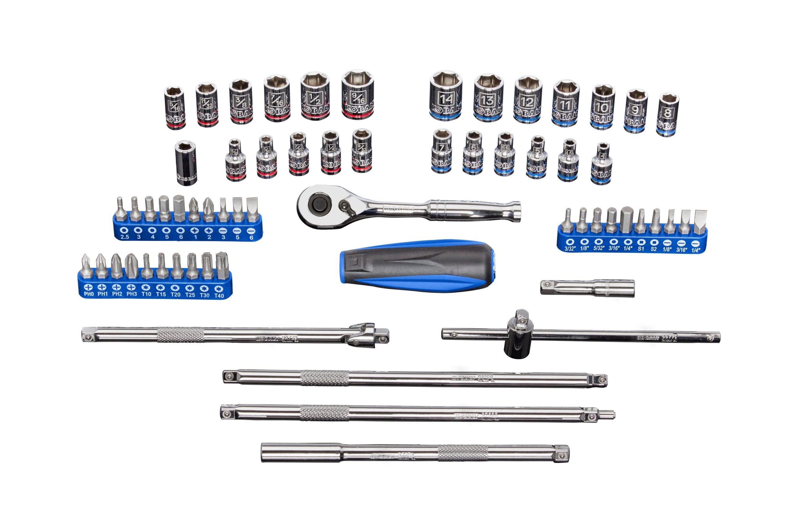 Kobalt 63-Piece Standard (SAE) and Metric Combination Polished Chrome Mechanics Tool Set