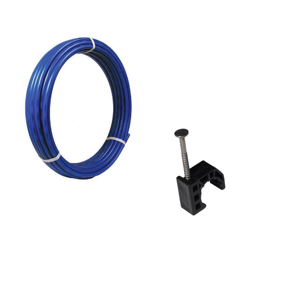 1/2 in. x 100 ft. Coil Blue PEx Pipe and 10-Pack 1/2 in. Talon Clamps