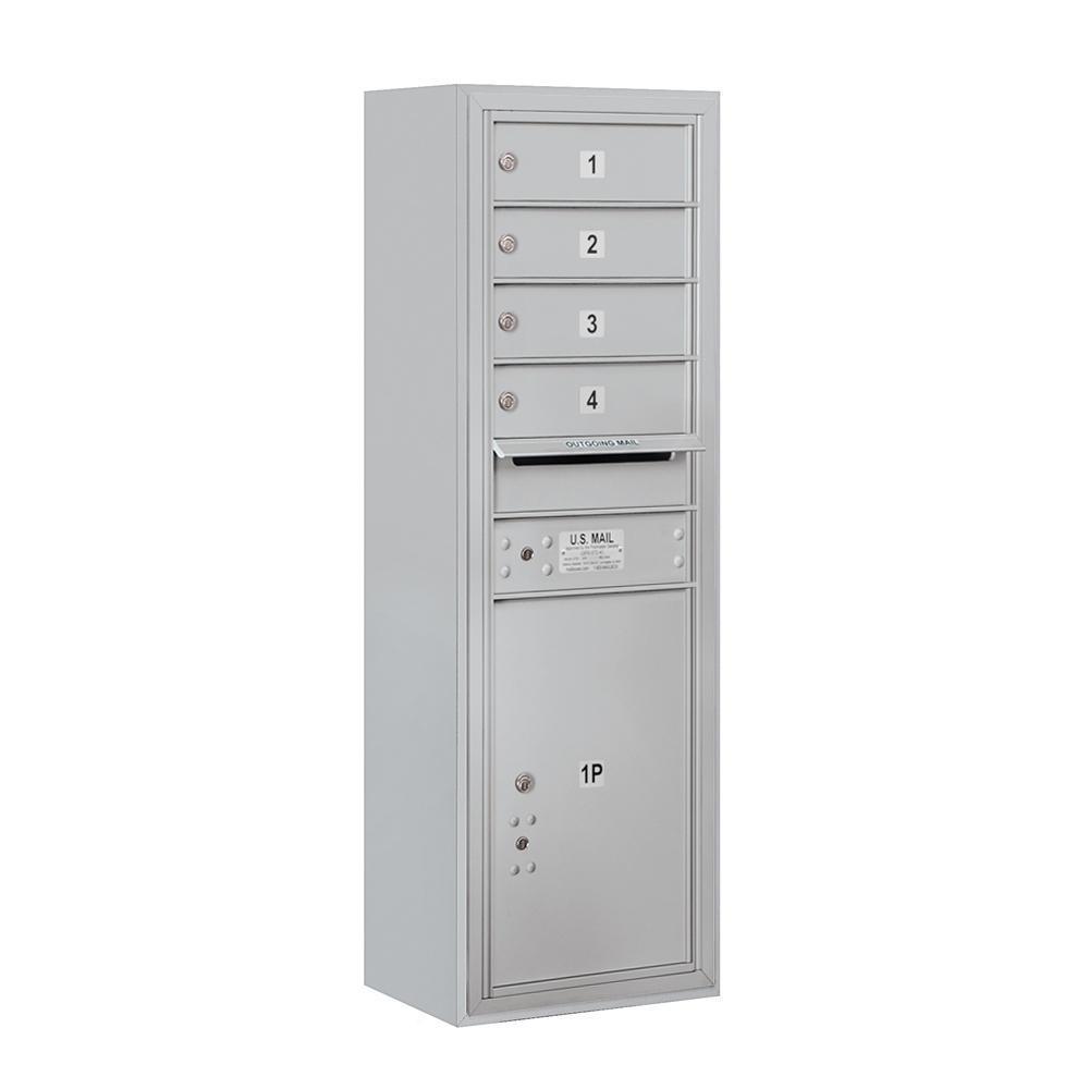 3800 Horizontal Series 4-Compartment with 1-Parcel Locker Surface Mount Mailbox