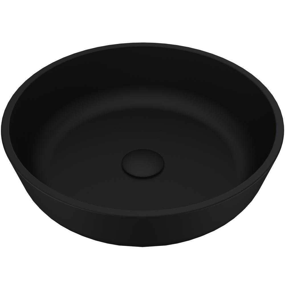 Black Round Modus MatteShell Glass Bathroom Vessel Sink