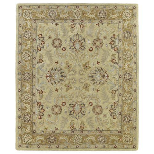 Kaleen Solomon 10 x 14 Gold Indoor Floral/Botanical Oriental Handcrafted Area Rug