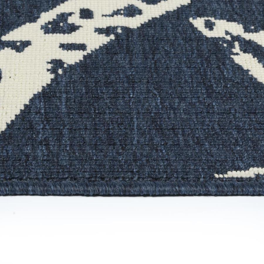 Kaleen Amalie 2 x 3 Navy Indoor/Outdoor Medallion Coastal Throw Rug