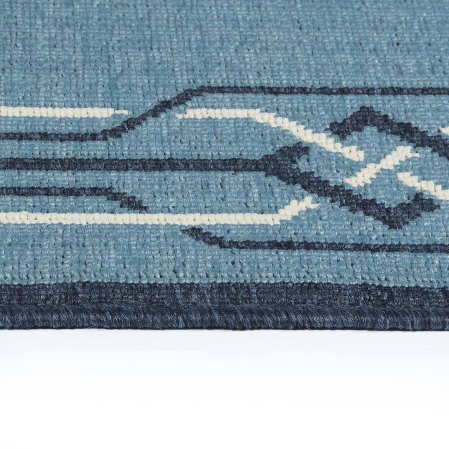 Kaleen Amalie 3 x 4 Light Blue Indoor/Outdoor Border Coastal Throw Rug