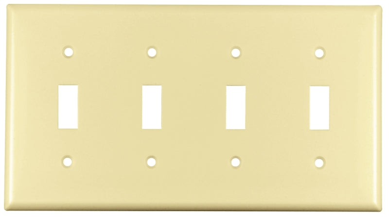 Eaton Wiring Devices 2154V-BOX Wallplate, 4-1/2 in L, 8.19 in W, 4 -Gang, Thermoset, Ivory, High-Gloss