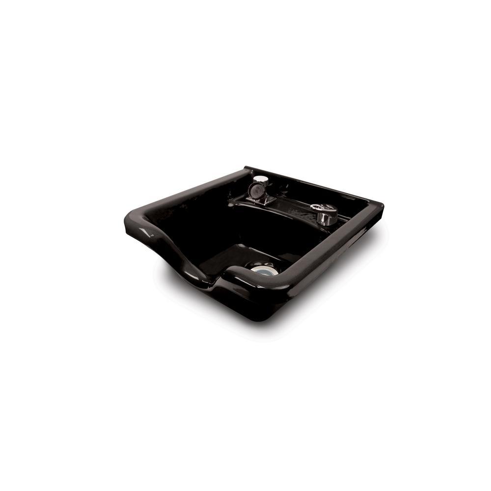 Alpha 18-3/4 in. W x 8-3/4 in. D Enamel Shampoo Sink with 522 Fixture, Spray, Strainer and Bracket in Black
