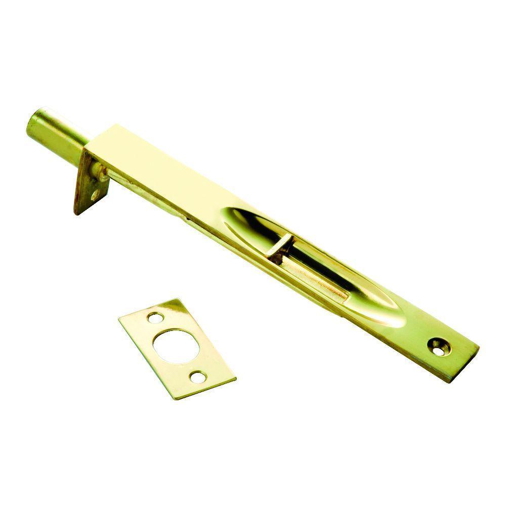 6 in. Polished Solid Brass Flush Door Bolt