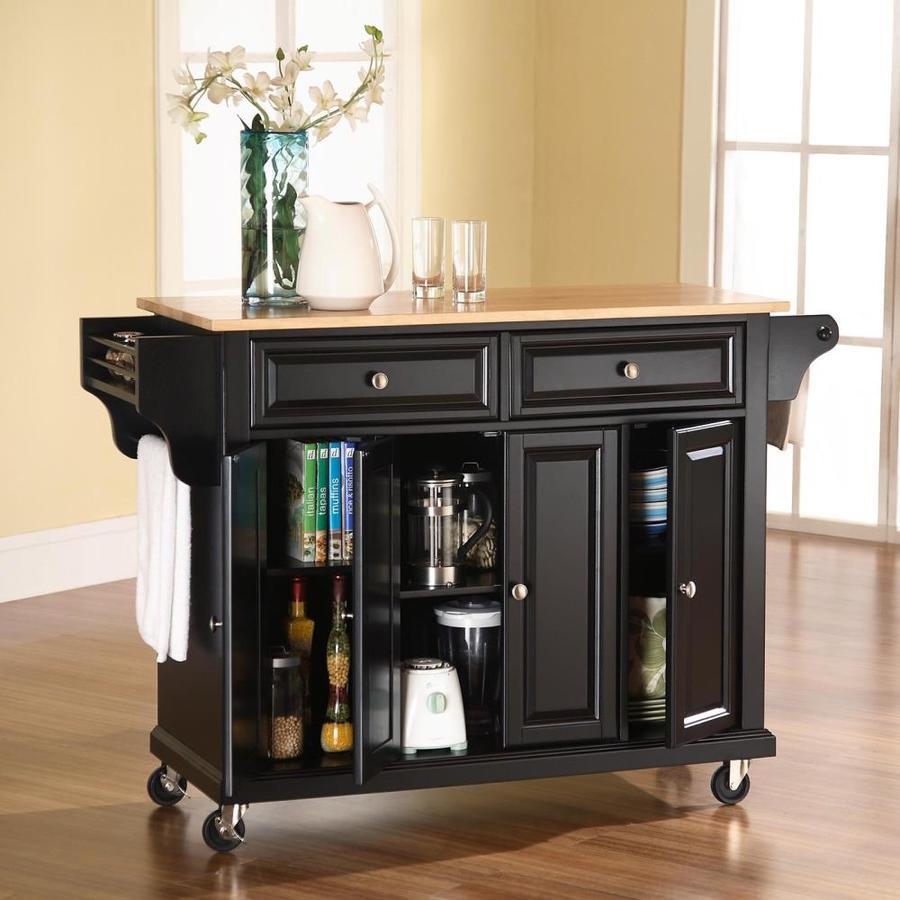 Crosley Furniture Black Composite Base with Composite Wood Top Kitchen Island (18-in x 52-in x 36-in)