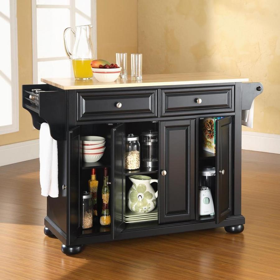 Crosley Furniture Black Composite Base with Composite Wood Top Kitchen Island (18-in x 52-in x 34-in)