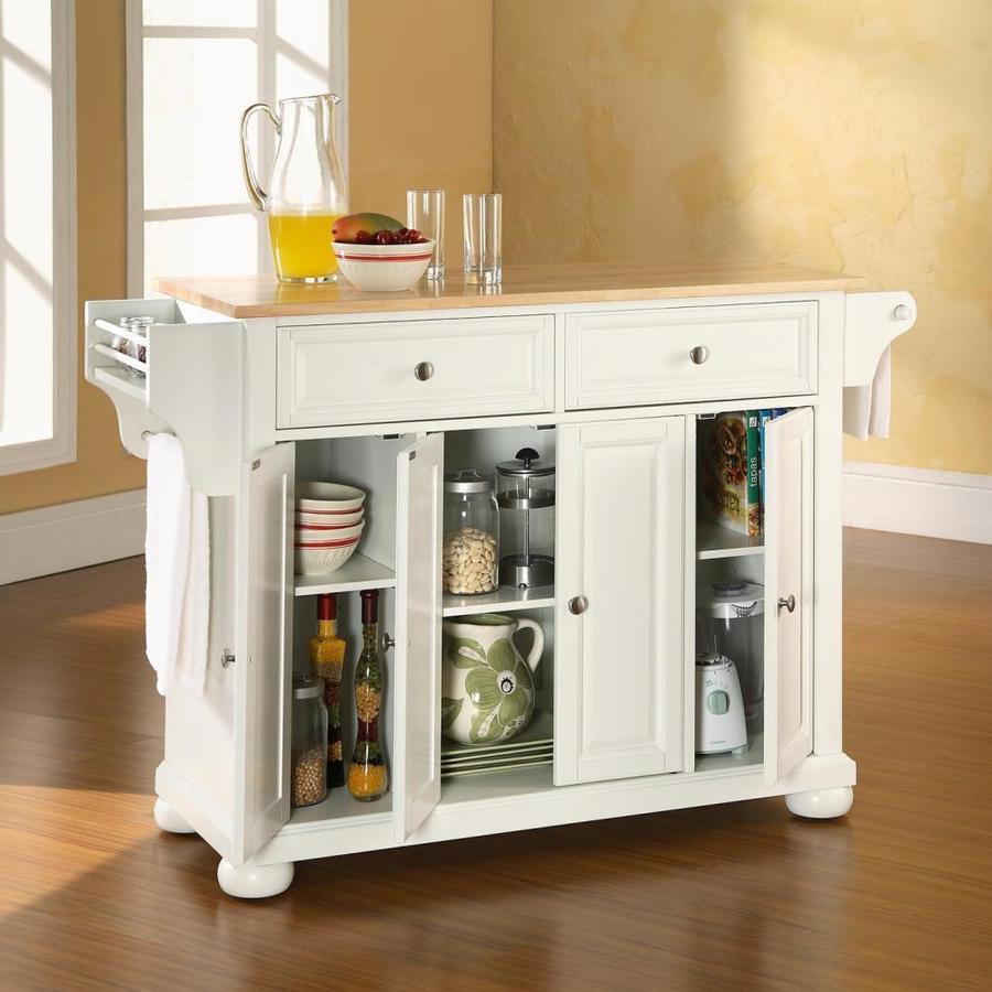 Crosley Furniture White Composite Base with Composite Wood Top Kitchen Island (18-in x 52-in x 34-in)