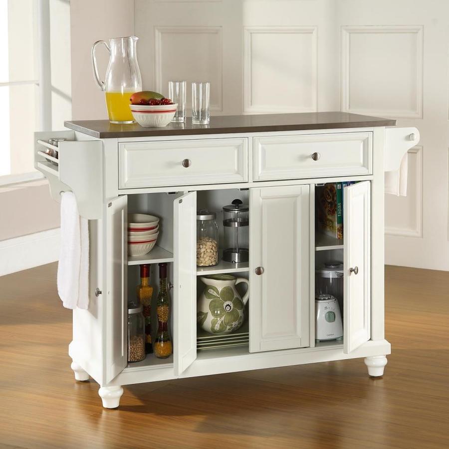 Crosley Furniture White Composite Base with Stainless Steel Metal Top Kitchen Island (18-in x 52-in x 36-in)