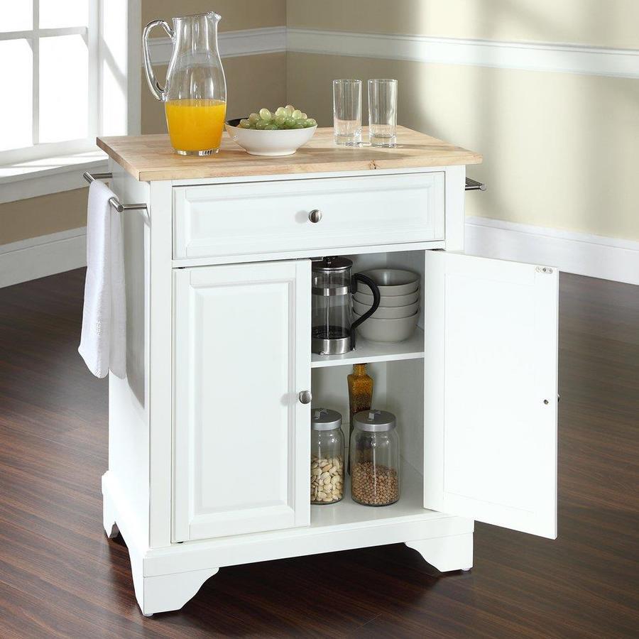 Crosley Furniture White Composite Base with Wood Top Kitchen Island (18-in x 28-in x 36-in)