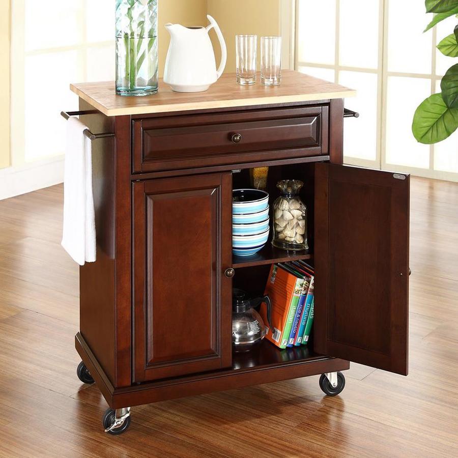 Crosley Furniture Brown Composite Base with Wood Top Kitchen Cart (18-in x 28-in x 36-in)