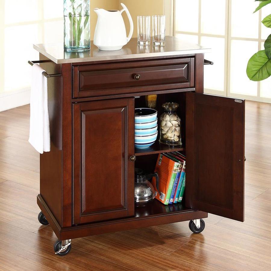 Crosley Furniture Brown Composite Base with Stainless Steel Metal Top Kitchen Cart (18-in x 28-in x 36-in)