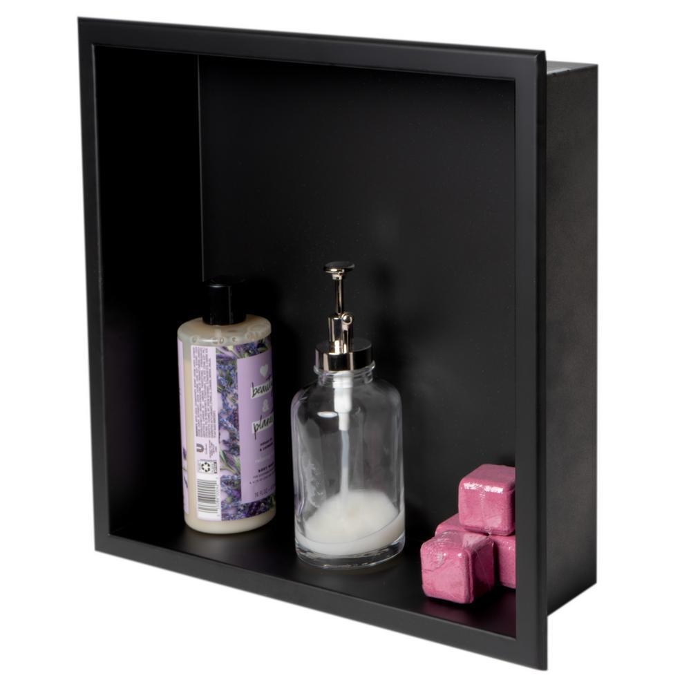 Matte Black 16 in. x 16 in. Stainless Steel Niche