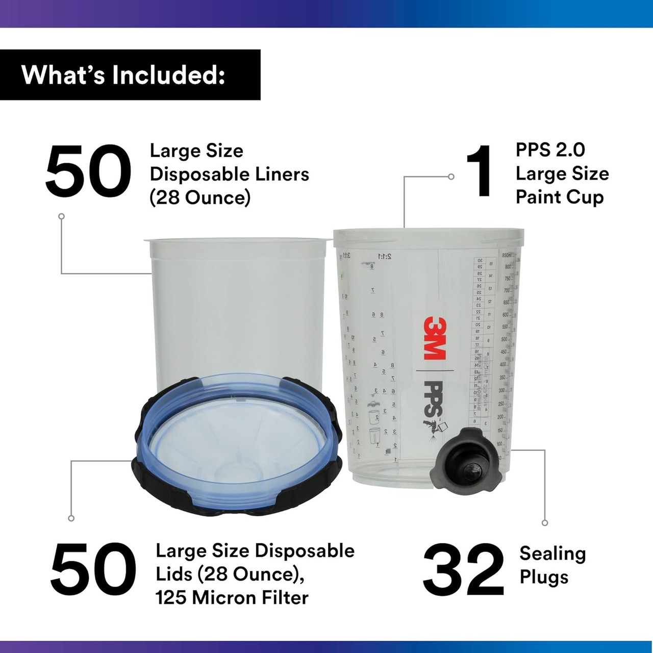 3M 850mL Large 125-Micron PPS Series 2.0 Spray Cup System Kit (26325) - Image 2