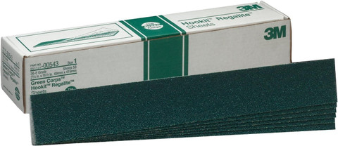 3M 2-3/4" X 16-1/2" 36E Green Corps Hookit Regalite Sheet (543)