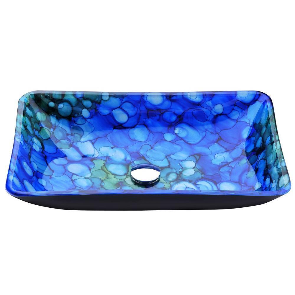 Avao Deco-Glass Vessel Sink in Lustrous Blue