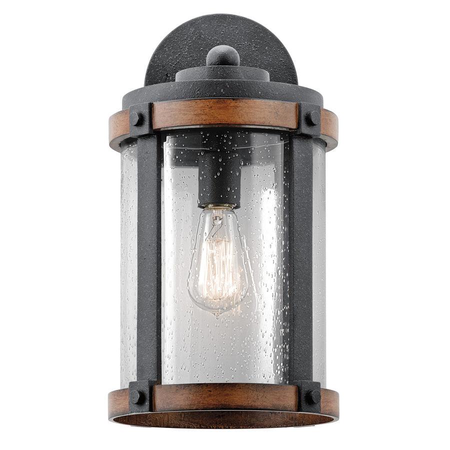 Kichler Barrington 16-in H Distressed Black and Wood Medium Base (E-26) Outdoor Wall Light