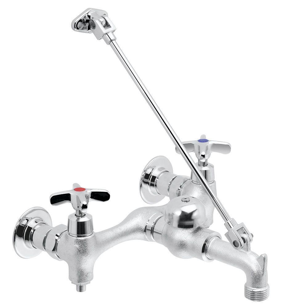 Commander Service Sink Faucet with Cross Handles in Rough Chrome