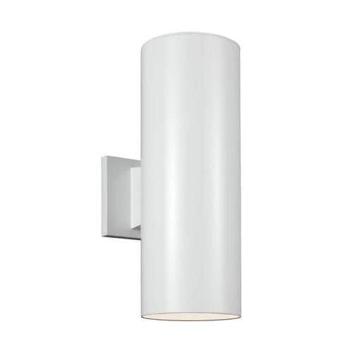 Sea Gull Lighting Outdoor Cylinders 14.25-in H White Medium Base (E-26) Outdoor Wall Light ENERGY STAR