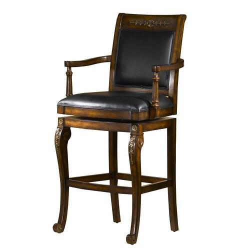 Hillsdale Furniture Douglas Distressed Cherry with Gold Highlights Upholstered Swivel Bar Stool