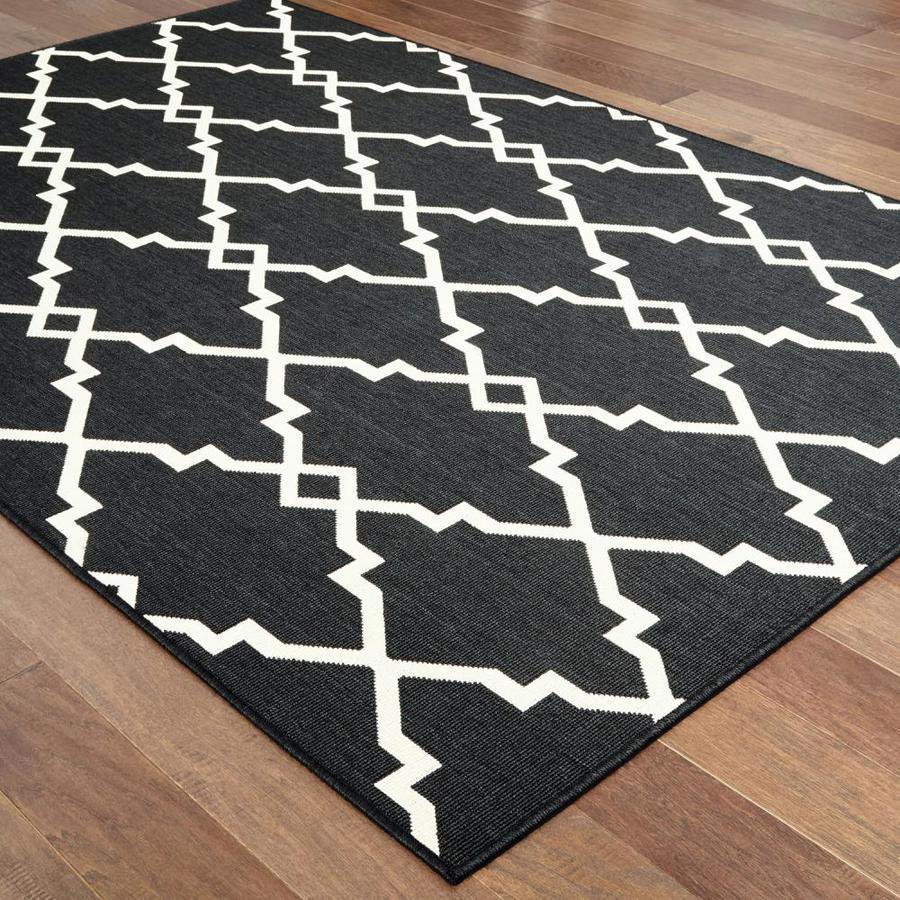 Archer Lane Cannon 9 x 13 Black Indoor/Outdoor Geometric Global Area Rug
