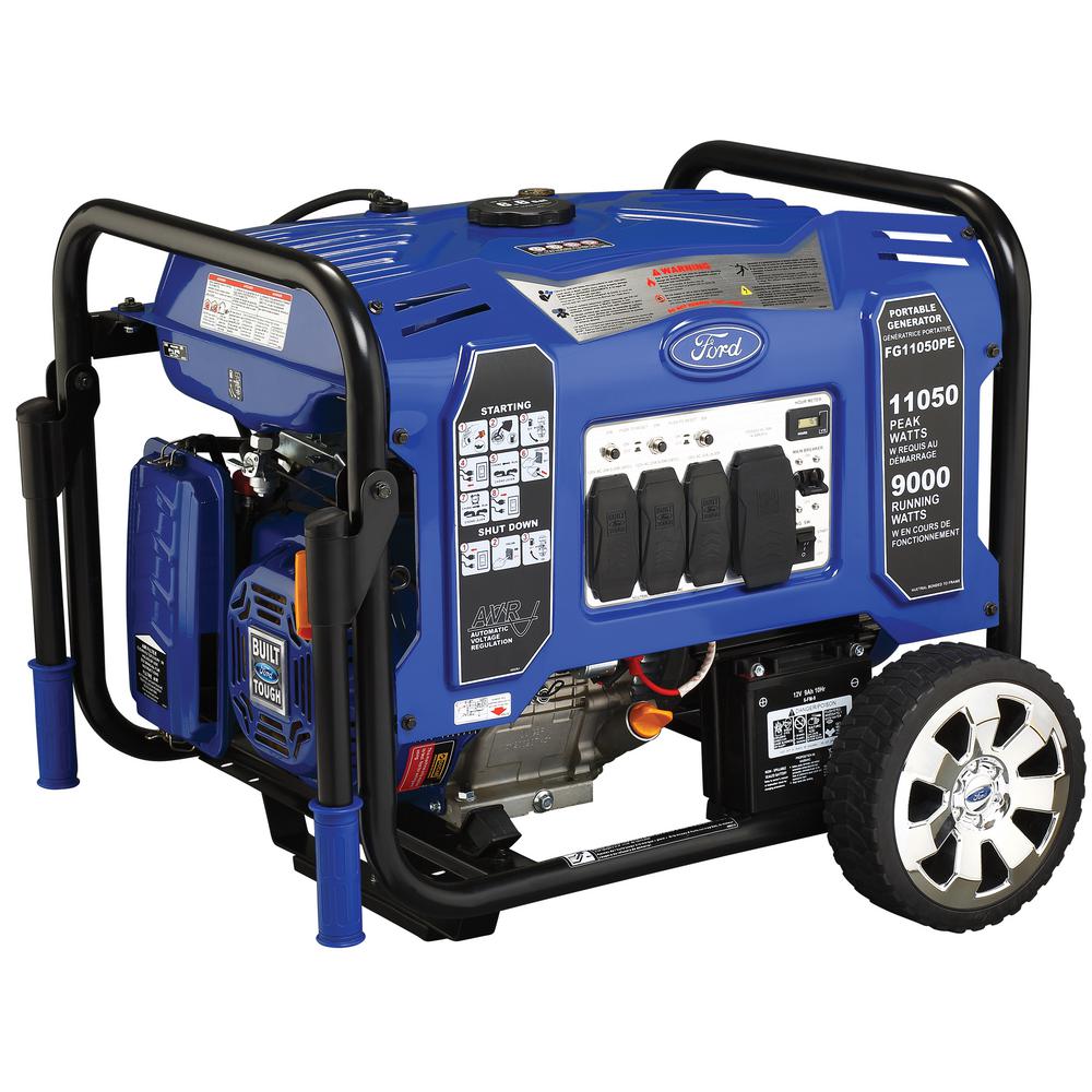 Ford 11,050/9,000-Watt Gasoline Powered Electric/Recoil Start Portable Generator with 457 cc Ducar Engine