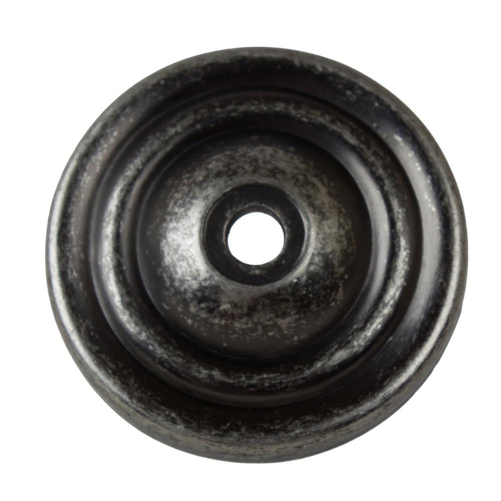 1-1/2 in. Weathered Nickel Round Thin Classic Cabinet Knob Backplate (10-Pack)