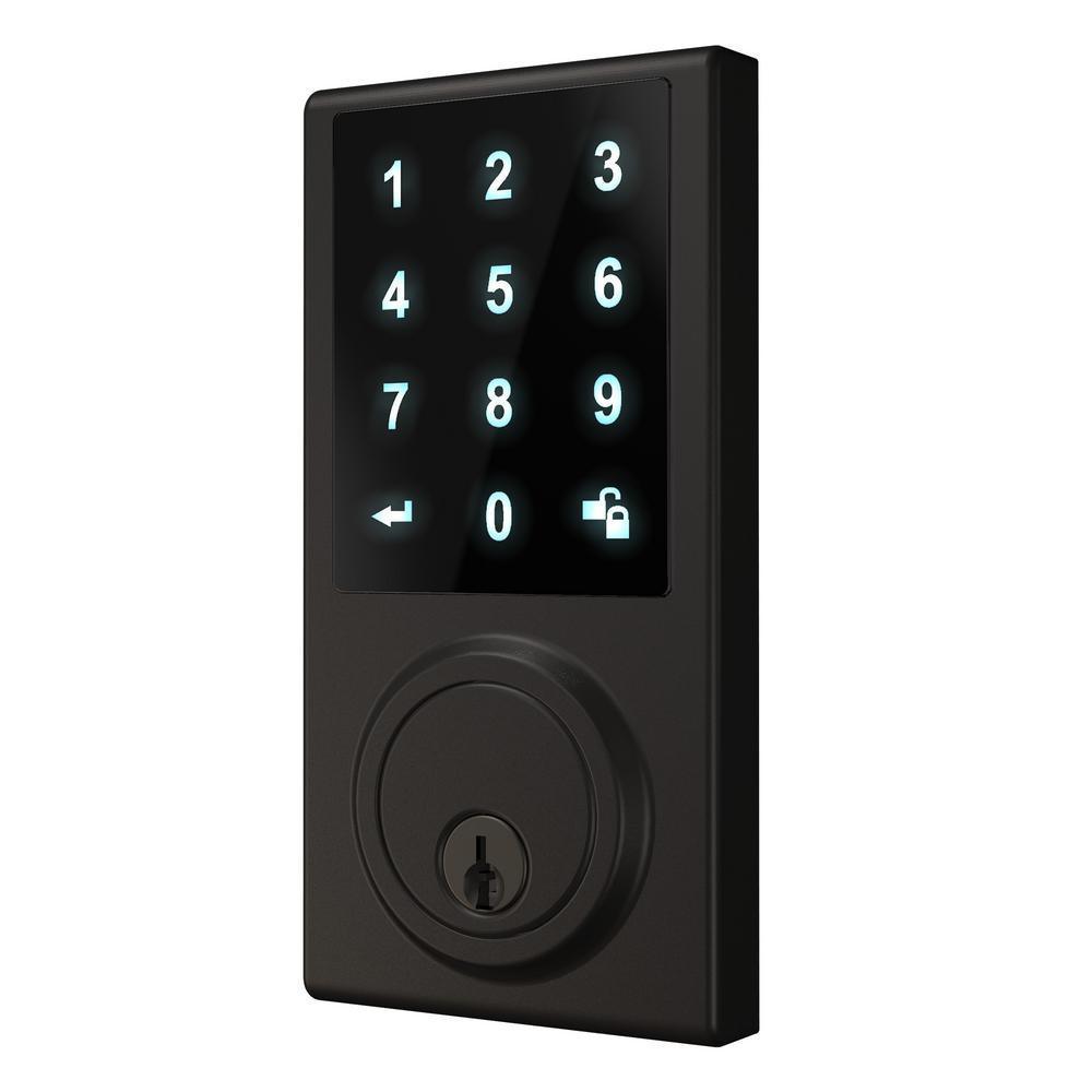 Black Touchscreen ZWave Single Cylinder Smartlock Deadbolt